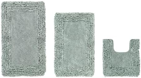 TRP Farmhouse Accent Cotton Bathroom Rugs Sets 3 Piece - Sage