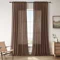 Nanspring Linen Curtains 96 Inch Long for Bedroom Hook Belt Caramel