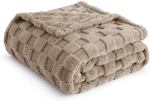 Bedsure Light Taupe Fleece Blanket for Couch&Twin Blanket for Couch