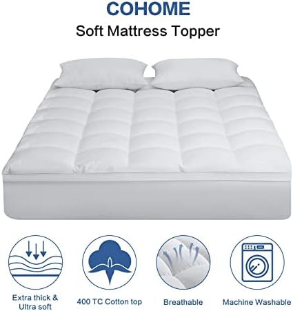 COHOME Queen Mattress Topper, Extra Thick Cooling Mattress Pad,Classic