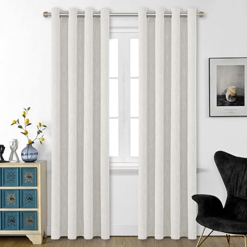 Extra Long Burlap Linen Farmhouse Curtains 120 inch Length 2 Panels