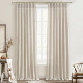 Large Window Natural Linen Curtains 108 Inches Long for Living Room