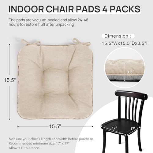 Love's cabin Memory Foam Chair Cushions Set of 4, Outdoor/Indoor Chair