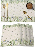 Placemats Set of 8, Farmhouse Botancial Woven Placemat, Linen Place