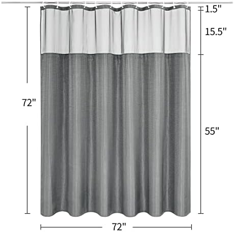 Luxury Textured Fabric Shower Curtainwith Snap-in Liner Light
