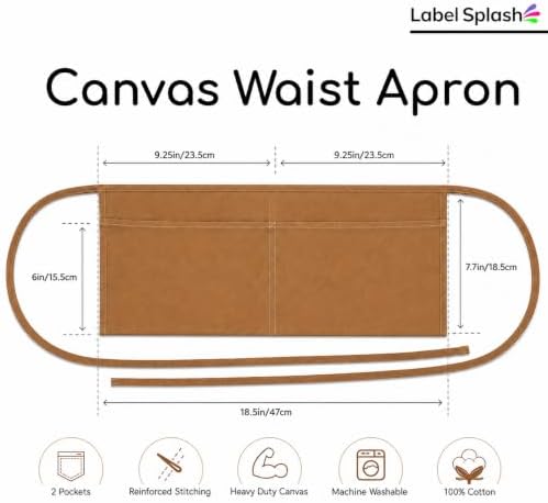 Canvas Waist Aprons with 2 Pockets, Utility Aprons for Woodworking