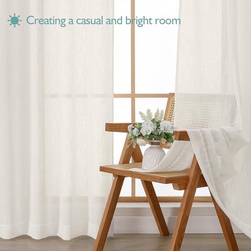 Chyhomenyc Extra Long Ivory Semi Sheer Curtains 108 Inches Long 2
