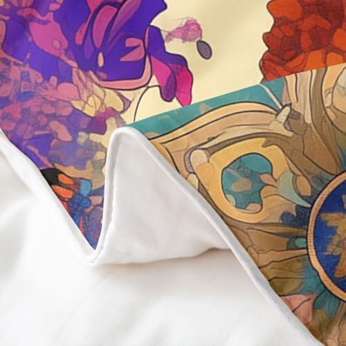 Castle Fairy Bohemian Flowers Duvet Cover 100% Cotton,Exotic Boho