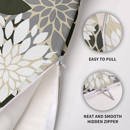 Olive Green White Grey Gray Pillow Covers 20X20 Inch Set of 2, Spring