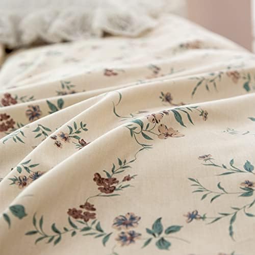 Floral Duvet Covers Queen Soft Cotton 3 Pieces Bedding Set Garden