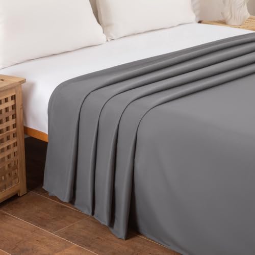 King Flat Sheet Only, 108x102Inch Dark Gray - Ultra Soft Breathable