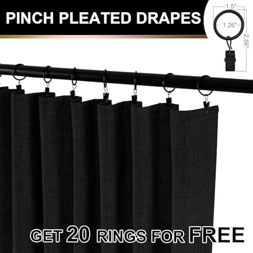 100% Blackout Shield Linen Textured Total Blackout Curtains 120 Inches