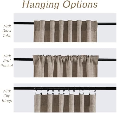 RYB HOME Linen Semi Sheer Curtains for Bedroom Living Room 84 inches