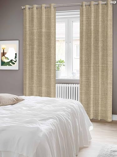 Brown Farmhouse Window Curtains 96 Inch Length, Vintage Country