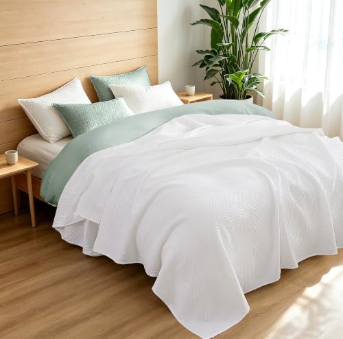 100% Egyptian Cotton Waffle Weave Blanket King Size for Bed, 320 GSM