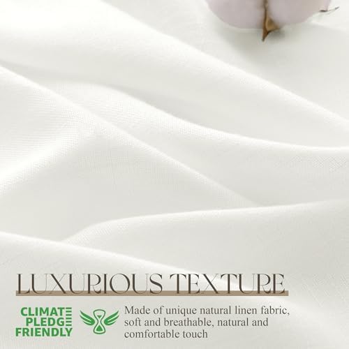 Jowels Ivory Linen Grommet Curtains 108 Inch Length for Living Room