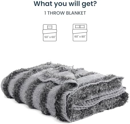 SLEEP ZONE Chenille Throw Blanket for Couch, Soft Farmhouse Blankets