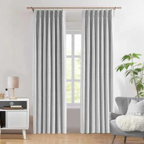 WEST LAKE Silver Grey Pinch Pleated 95% Blackout Window Curtain Panels