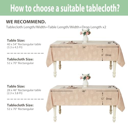 Taupe Jacquard 52x70 Rectangular Thanksgiving Christmas Tablecloth