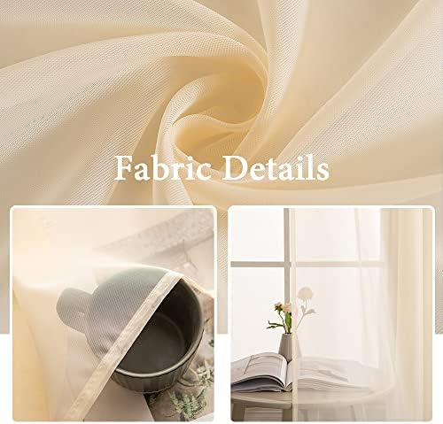 MIULEE Cream Beige Sheer Curtains 54 X 72 Inches, 2 Panels