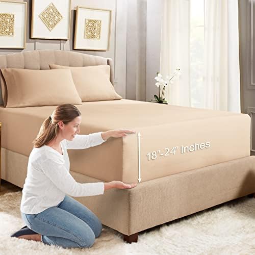 Empyrean Bedding Twin XL Extra Deep Fitted Sheets - 24" Deep Pocket