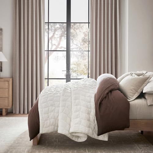 QJmydeco Flax Linen Curtains for Living Room 2 Panels Set, 8-3/4 ft