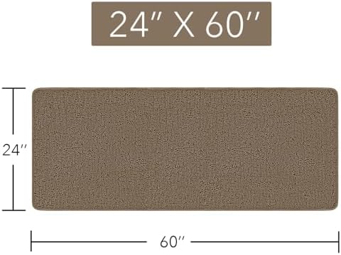 Yeaban Chenille Taupe Bathroom Runner Rug 24"x60"