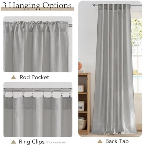 NICETOWN Faux Linen Curtains for Living Room/Bedroom 96 inch Long 2