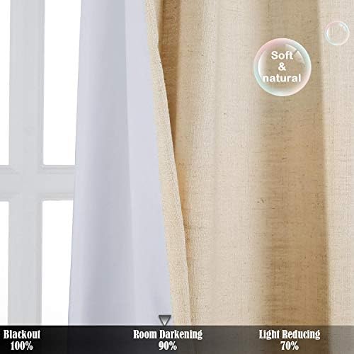 TWOPAGES 4 Kinds of Hanging Methods Faux Linen Room Darkening Curtain