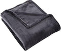 HYSEAS Flannel Fleece Throw Blanket Dark Grey - Super Soft Plush