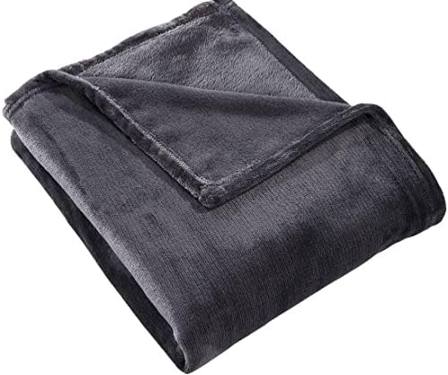 HYSEAS Flannel Fleece Throw Blanket Dark Grey - Super Soft Plush