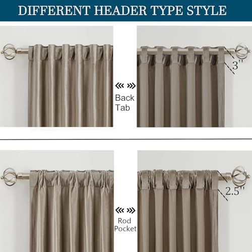 PRIMROSE Taupe Curtains 84 inch for Living Room,2 Panels Polyester