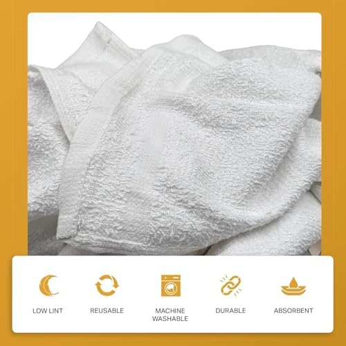 Angel-in-Armor White Terry Cloth Rags (16” x 19”) – 50lb Bulk Box of