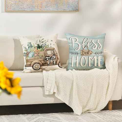 AVOIN colorlife Eucalyptus Leaves Starfish Pillow Covers 20 x 20, Set