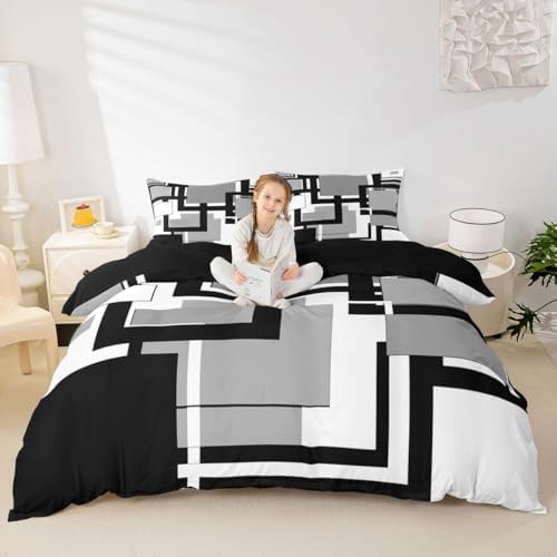 Feelyou Abstract Duvet Cover Queen Size Geometric Comforter Cover for