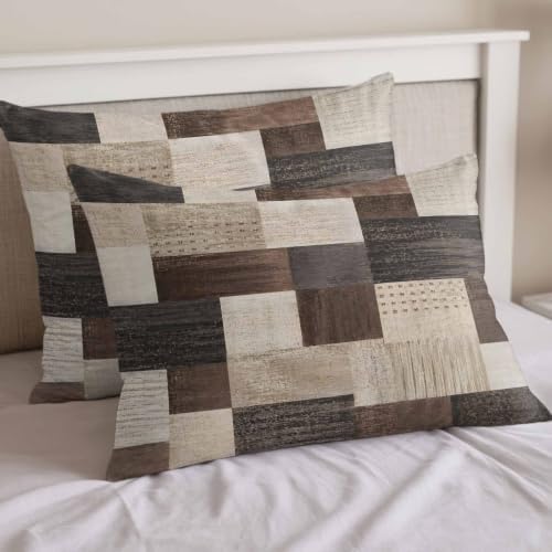 Brown Abstract Art Duvet Cover Queen Size Bedding Set 4 Pieces, 1