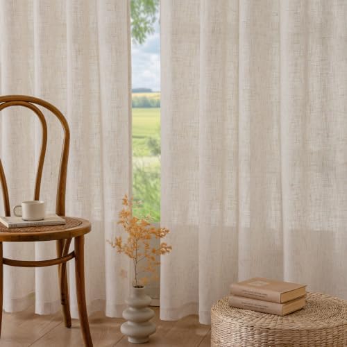 VISIONTEX Back Tab Linen Curtains 2 Panels 96 Inches Long Copper Brown