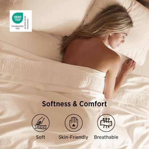 Bedsure Queen Sheet Set - 4 Pieces Soft, Breathable, Cooling Bed