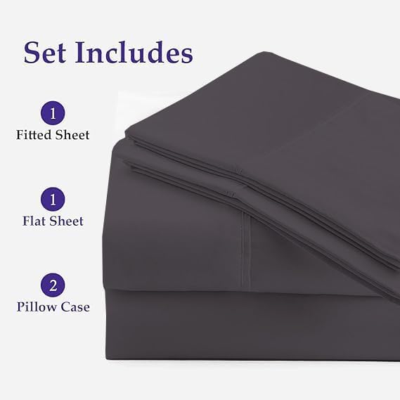 RECCI Luxury 4-Piece Sheet Set 100% Egyptian Cotton 1000 Thread Count