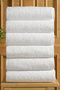 SODEF 6 Piece White 100% Cotton Hand Face Towels 20x35 inches | Spa