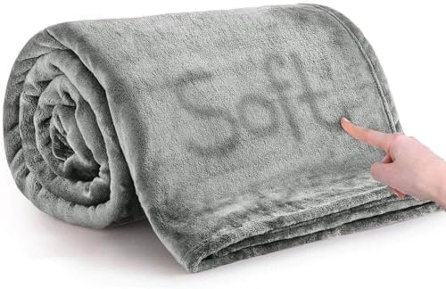 Fleece Throw Blanket Couch Travel 50x60 Silver Grey
