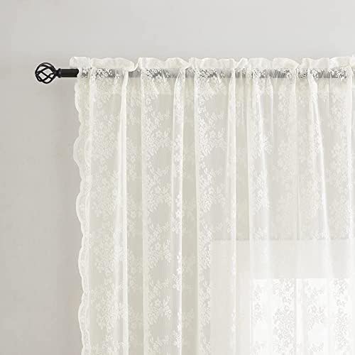 YJ YANJUN Vintage Lace Curtains 108 inches Long 2 Panels Set French