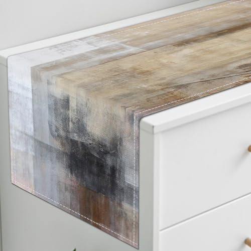 Brown Grey Table Runners Modern Art Farmhouse Linen Table Runners