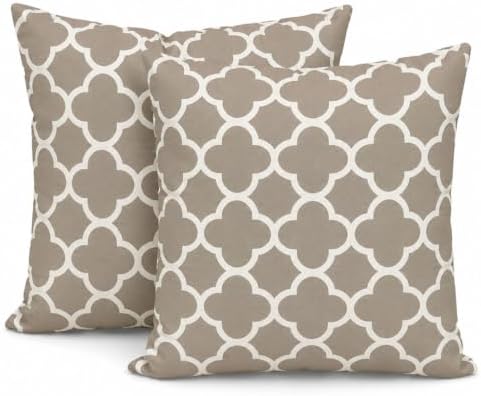 PANDICORN 18x18 Outdoor Throw Pillow Covers Set of 2 Quatrefoil, Taupe