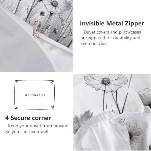 Minimalist Ink Painting Reversible Duvet Cover - Wildflowers and