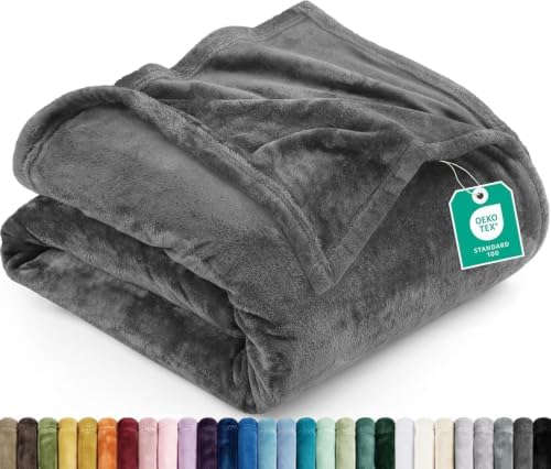 Utopia Bedding Ultra Soft Fleece Bed Blanket Queen Size Grey