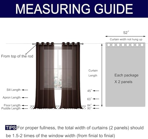 DWCN Semi Sheer Curtains, Grommet Top Window Curtains for Bedroom