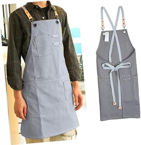 Nordic Style Adjustable Canvas Apron with Pockets Design for Cooking
