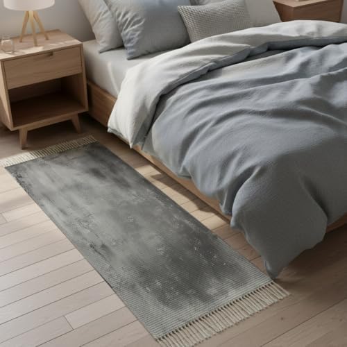 Gray Ombre Hallway Runner Rug 2'x5', Modern Abstract Art Grey Gradient