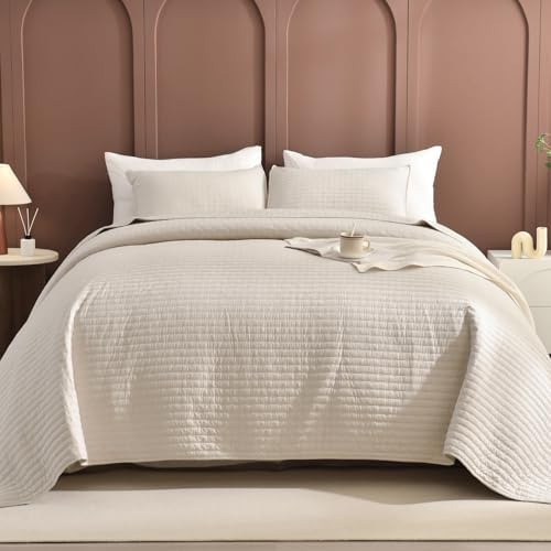Sanracie California King Bedspreads 120"x120", 100% Cotton Wheat